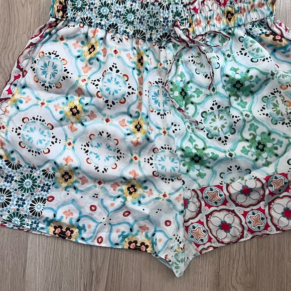 Zara Floral Printed Pull-On Drawstring Satin Shorts Size Large - Picture 5 of 10